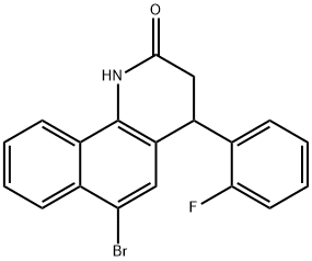 6-bromo-4-(2-fluorophenyl)-3,4-dihydrobenzo[h]quinolin-2(1H)-one Struktur