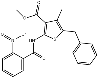 methyl 5-benzyl-4-methyl-2-[(2-nitrobenzoyl)amino]-3-thiophenecarboxylate Struktur