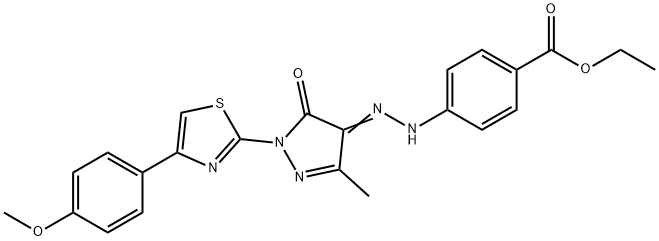 ethyl 4-(2-{1-[4-(4-methoxyphenyl)-1,3-thiazol-2-yl]-3-methyl-5-oxo-1,5-dihydro-4H-pyrazol-4-ylidene}hydrazino)benzoate Struktur