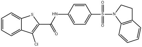 3-chloro-N-[4-(2,3-dihydro-1H-indol-1-ylsulfonyl)phenyl]-1-benzothiophene-2-carboxamide Struktur