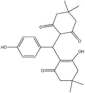 2-[(2-hydroxy-4,4-dimethyl-6-oxo-1-cyclohexen-1-yl)(4-hydroxyphenyl)methyl]-5,5-dimethyl-1,3-cyclohexanedione Struktur