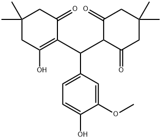 2-[(2-hydroxy-4,4-dimethyl-6-oxo-1-cyclohexen-1-yl)(4-hydroxy-3-methoxyphenyl)methyl]-5,5-dimethyl-1,3-cyclohexanedione Struktur