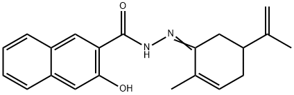 3-hydroxy-N'-(5-isopropenyl-2-methyl-2-cyclohexen-1-ylidene)-2-naphthohydrazide Struktur