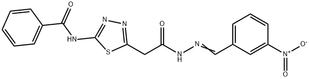 N-{5-[2-(2-{3-nitrobenzylidene}hydrazino)-2-oxoethyl]-1,3,4-thiadiazol-2-yl}benzamide Struktur