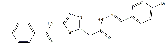 N-(5-{2-[2-(4-bromobenzylidene)hydrazino]-2-oxoethyl}-1,3,4-thiadiazol-2-yl)-4-methylbenzamide Struktur