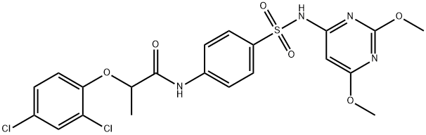 2-(2,4-dichlorophenoxy)-N-(4-{[(2,6-dimethoxy-4-pyrimidinyl)amino]sulfonyl}phenyl)propanamide Struktur