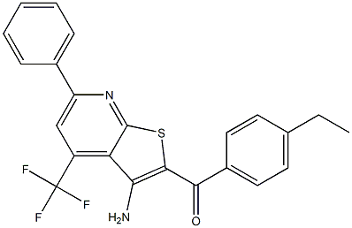 [3-amino-6-phenyl-4-(trifluoromethyl)thieno[2,3-b]pyridin-2-yl](4-ethylphenyl)methanone Struktur