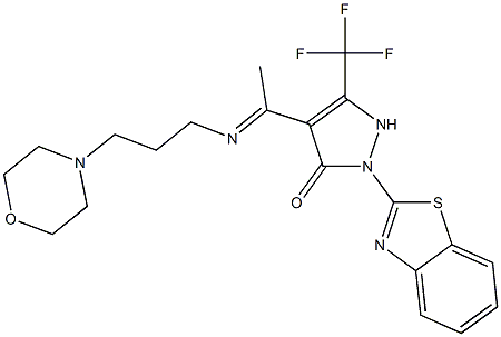 2-(1,3-benzothiazol-2-yl)-4-{N-[3-(4-morpholinyl)propyl]ethanimidoyl}-5-(trifluoromethyl)-1,2-dihydro-3H-pyrazol-3-one Struktur