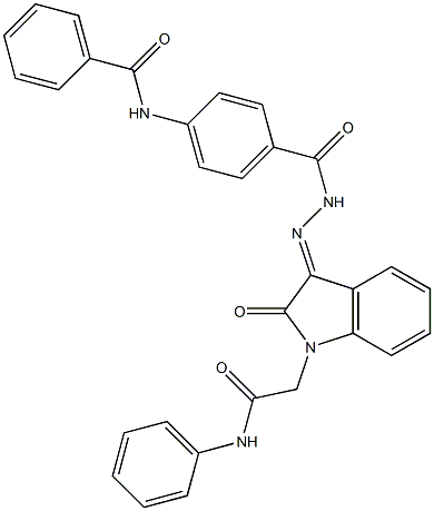 N-[4-({2-[1-(2-anilino-2-oxoethyl)-2-oxo-1,2-dihydro-3H-indol-3-ylidene]hydrazino}carbonyl)phenyl]benzamide Struktur