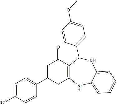 3-(4-chlorophenyl)-11-(4-methoxyphenyl)-2,3,4,5,10,11-hexahydro-1H-dibenzo[b,e][1,4]diazepin-1-one Struktur