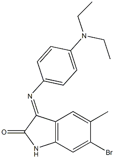 6-bromo-3-{[4-(diethylamino)phenyl]imino}-5-methyl-1,3-dihydro-2H-indol-2-one Struktur