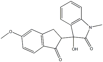 3-hydroxy-3-(5-methoxy-1-oxo-2,3-dihydro-1H-inden-2-yl)-1-methyl-1,3-dihydro-2H-indol-2-one Struktur