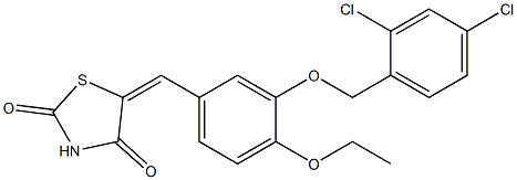 5-{3-[(2,4-dichlorobenzyl)oxy]-4-ethoxybenzylidene}-1,3-thiazolidine-2,4-dione Struktur