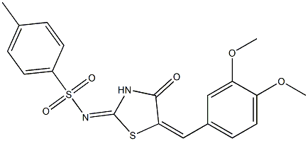 N-[5-(3,4-dimethoxybenzylidene)-4-oxo-1,3-thiazolidin-2-ylidene]-4-methylbenzenesulfonamide Struktur