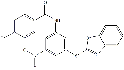 N-{3-(1,3-benzothiazol-2-ylsulfanyl)-5-nitrophenyl}-4-bromobenzamide Struktur