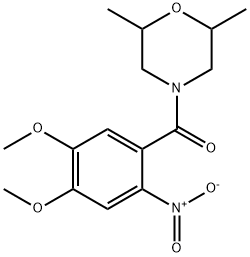 4-{2-nitro-4,5-dimethoxybenzoyl}-2,6-dimethylmorpholine Struktur