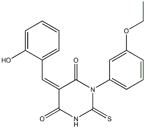 1-(3-ethoxyphenyl)-5-(2-hydroxybenzylidene)-2-thioxodihydro-4,6(1H,5H)-pyrimidinedione Struktur