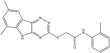 2-[(6,8-dimethyl-5H-[1,2,4]triazino[5,6-b]indol-3-yl)sulfanyl]-N-(2-methylphenyl)acetamide Struktur