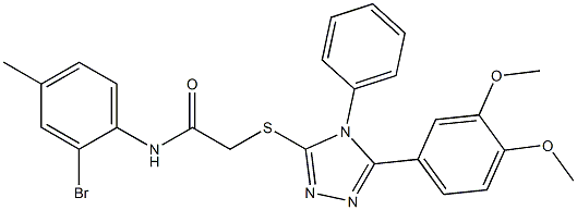 N-(2-bromo-4-methylphenyl)-2-{[5-(3,4-dimethoxyphenyl)-4-phenyl-4H-1,2,4-triazol-3-yl]sulfanyl}acetamide Struktur