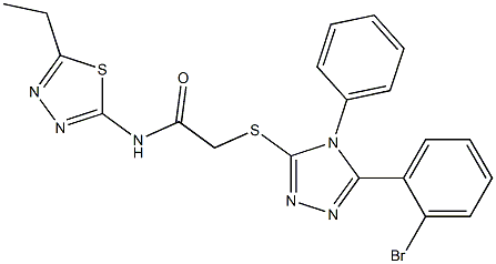 2-{[5-(2-bromophenyl)-4-phenyl-4H-1,2,4-triazol-3-yl]sulfanyl}-N-(5-ethyl-1,3,4-thiadiazol-2-yl)acetamide Struktur