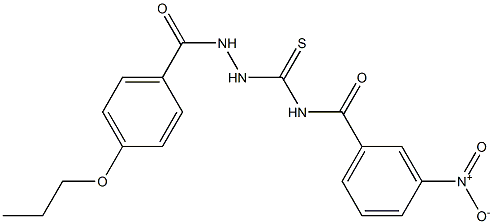 3-nitro-N-{[2-(4-propoxybenzoyl)hydrazino]carbothioyl}benzamide Struktur