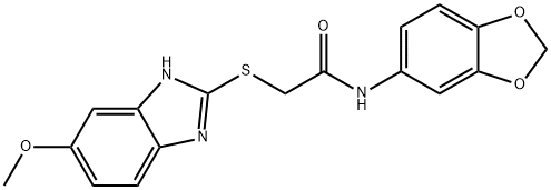 N-(1,3-benzodioxol-5-yl)-2-[(5-methoxy-1H-benzimidazol-2-yl)sulfanyl]acetamide Struktur