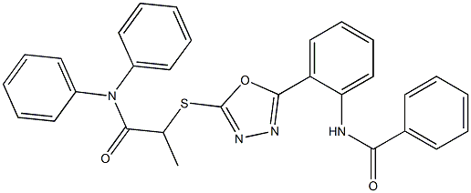 N-[2-(5-{[2-(diphenylamino)-1-methyl-2-oxoethyl]sulfanyl}-1,3,4-oxadiazol-2-yl)phenyl]benzamide Struktur