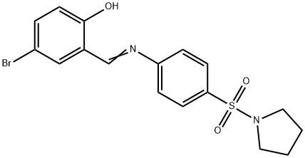 4-bromo-2-({[4-(1-pyrrolidinylsulfonyl)phenyl]imino}methyl)phenol Struktur