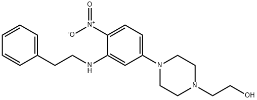 2-(4-{4-nitro-3-[(2-phenylethyl)amino]phenyl}-1-piperazinyl)ethanol Struktur