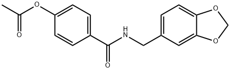 4-{[(1,3-benzodioxol-5-ylmethyl)amino]carbonyl}phenyl acetate Struktur