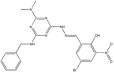 5-bromo-2-hydroxy-3-nitrobenzaldehyde [4-(benzylamino)-6-(dimethylamino)-1,3,5-triazin-2-yl]hydrazone Struktur