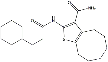 2-[(3-cyclohexylpropanoyl)amino]-4,5,6,7,8,9-hexahydrocycloocta[b]thiophene-3-carboxamide Struktur