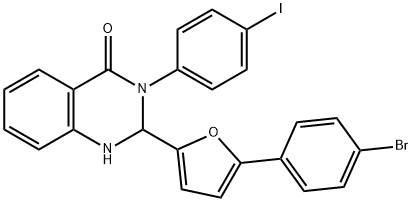 2-[5-(4-bromophenyl)-2-furyl]-3-(4-iodophenyl)-2,3-dihydro-4(1H)-quinazolinone Struktur