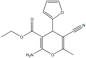 ethyl 2-amino-5-cyano-4-(2-furyl)-6-methyl-4H-pyran-3-carboxylate Struktur