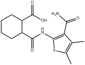 2-({[3-(aminocarbonyl)-4,5-dimethyl-2-thienyl]amino}carbonyl)cyclohexanecarboxylic acid Struktur