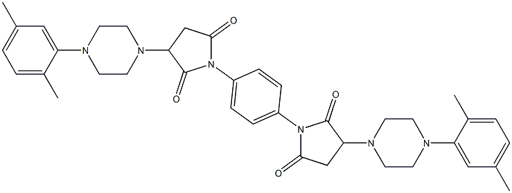 3-[4-(2,5-dimethylphenyl)-1-piperazinyl]-1-(4-{3-[4-(2,5-dimethylphenyl)-1-piperazinyl]-2,5-dioxo-1-pyrrolidinyl}phenyl)-2,5-pyrrolidinedione Struktur