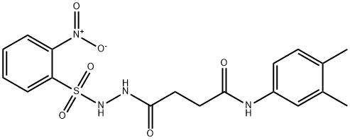 N-(3,4-dimethylphenyl)-4-{2-[(2-nitrophenyl)sulfonyl]hydrazino}-4-oxobutanamide Struktur