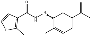 N'-(5-isopropenyl-2-methyl-2-cyclohexen-1-ylidene)-2-methyl-3-furohydrazide Struktur