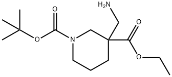 1-tert-butyl 3-ethyl 3-(aminomethyl)piperidine-1,3-dicarboxylate Struktur