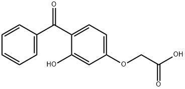 2-(4-benzoyl-3-hydroxyphenoxy)acetic acid Struktur