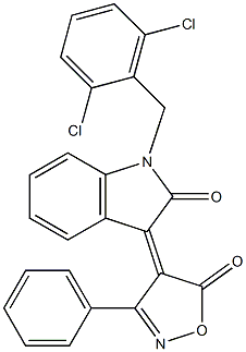 1-(2,6-dichlorobenzyl)-3-(5-oxo-3-phenylisoxazol-4(5H)-ylidene)-1,3-dihydro-2H-indol-2-one Struktur