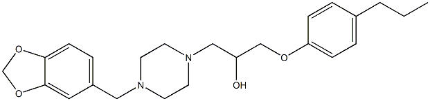 1-[4-(1,3-benzodioxol-5-ylmethyl)-1-piperazinyl]-3-(4-propylphenoxy)-2-propanol Struktur