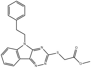 methyl {[5-(2-phenylethyl)-5H-[1,2,4]triazino[5,6-b]indol-3-yl]sulfanyl}acetate Struktur