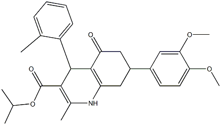 isopropyl 7-(3,4-dimethoxyphenyl)-2-methyl-4-(2-methylphenyl)-5-oxo-1,4,5,6,7,8-hexahydro-3-quinolinecarboxylate Struktur