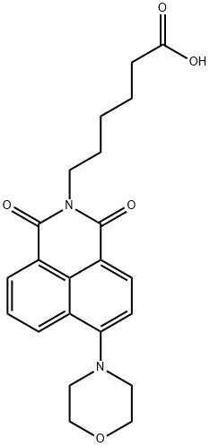 6-(6-(morpholin-4-yl)-1,3-dioxo-1H-benzo[de]isoquinolin-2(3H)-yl)hexanoic acid Struktur