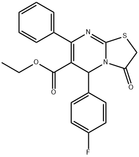 ethyl 5-(4-fluorophenyl)-3-oxo-7-phenyl-2,3-dihydro-5H-[1,3]thiazolo[3,2-a]pyrimidine-6-carboxylate Struktur