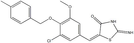 5-{3-chloro-5-methoxy-4-[(4-methylbenzyl)oxy]benzylidene}-2-imino-1,3-thiazolidin-4-one Struktur