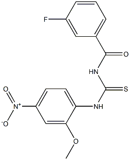 N-(3-fluorobenzoyl)-N'-{4-nitro-2-methoxyphenyl}thiourea Struktur