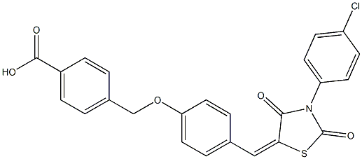 4-[(4-{[3-(4-chlorophenyl)-2,4-dioxo-1,3-thiazolidin-5-ylidene]methyl}phenoxy)methyl]benzoic acid Struktur