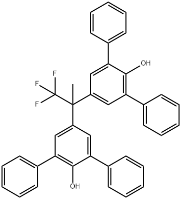 3-phenyl-5-(1,1,1-trifluoro-2-{6-hydroxy-5-phenyl-[1,1'-biphenyl]-3-yl}propan-2-yl)-[1,1'-biphenyl]-2-ol Struktur